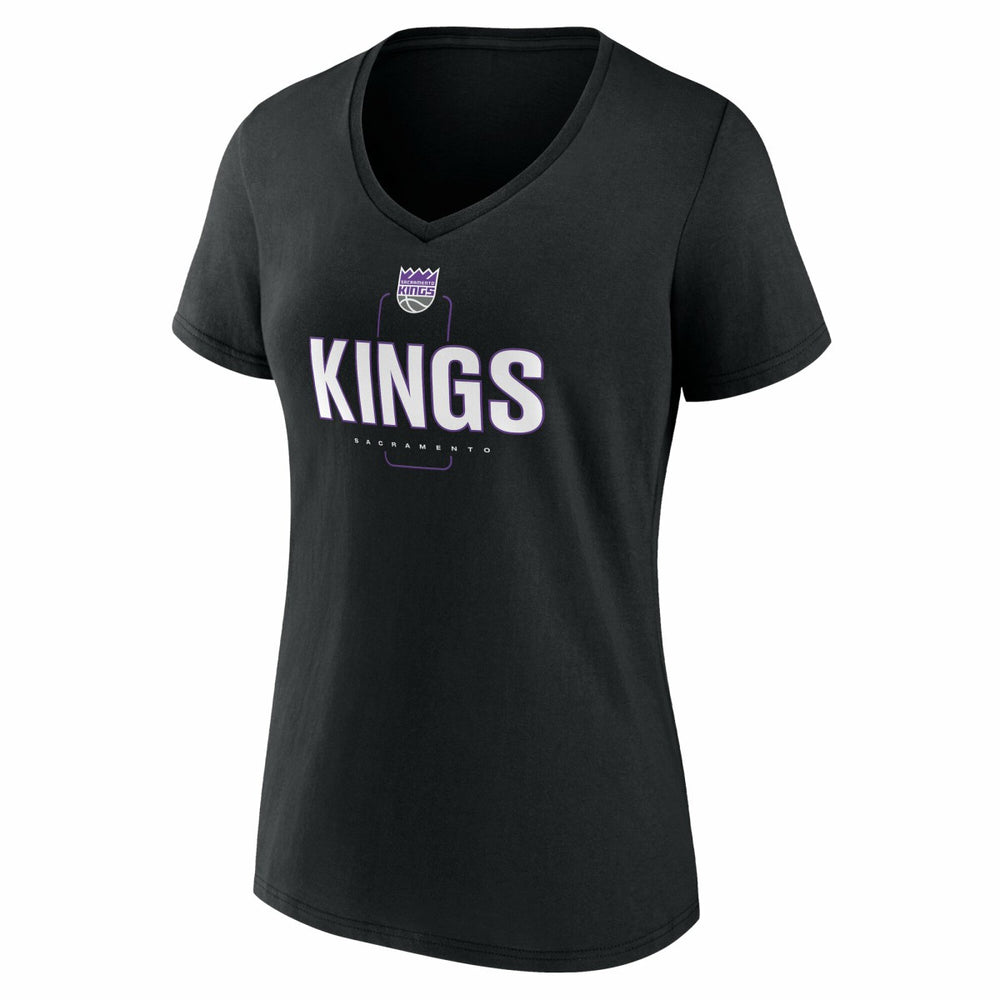Black Sacramento Kings Women's Center Court Name & Number Custom V-Neck T-Shirt | NBA