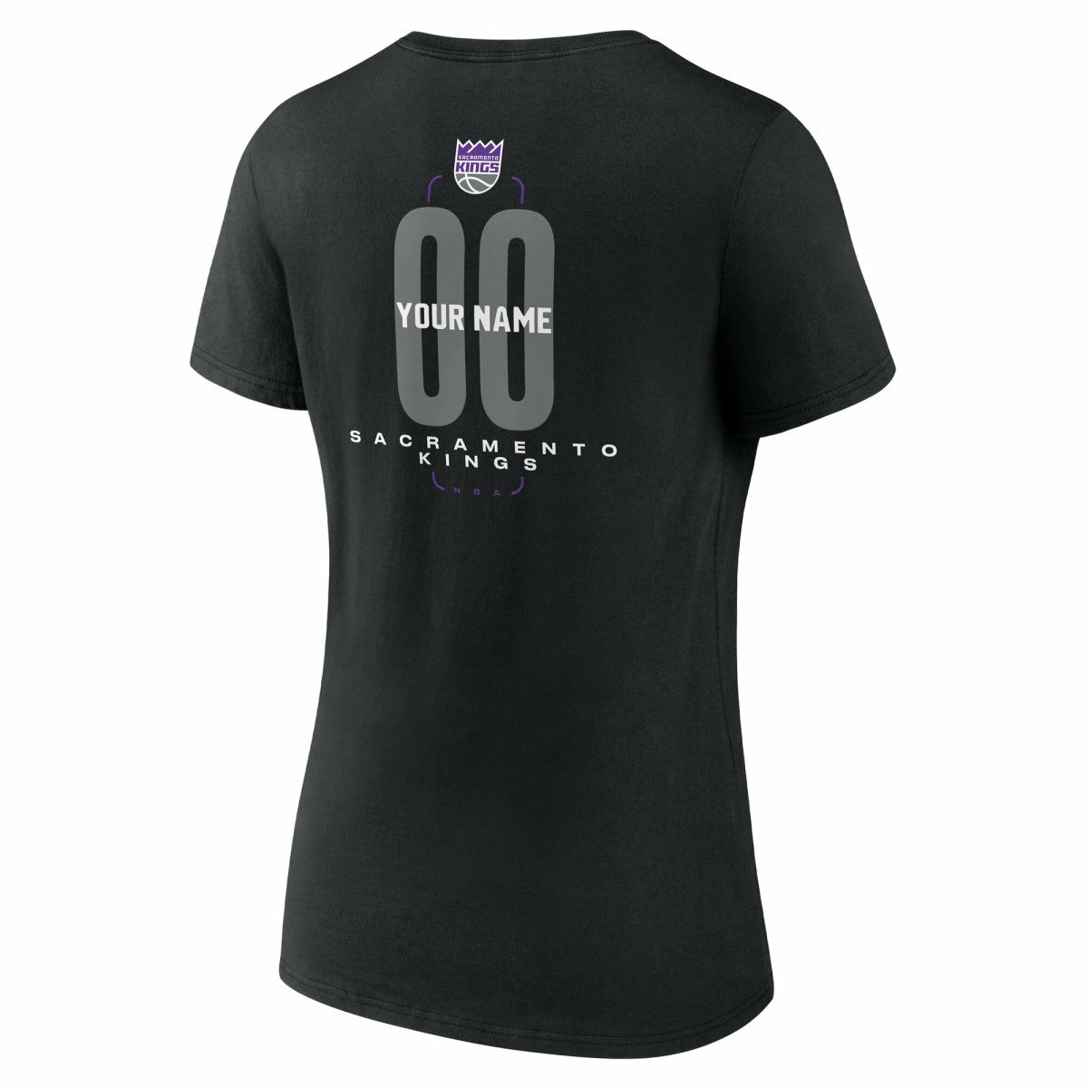 Black Sacramento Kings Women's Center Court Name & Number Custom V-Neck T-Shirt | NBA