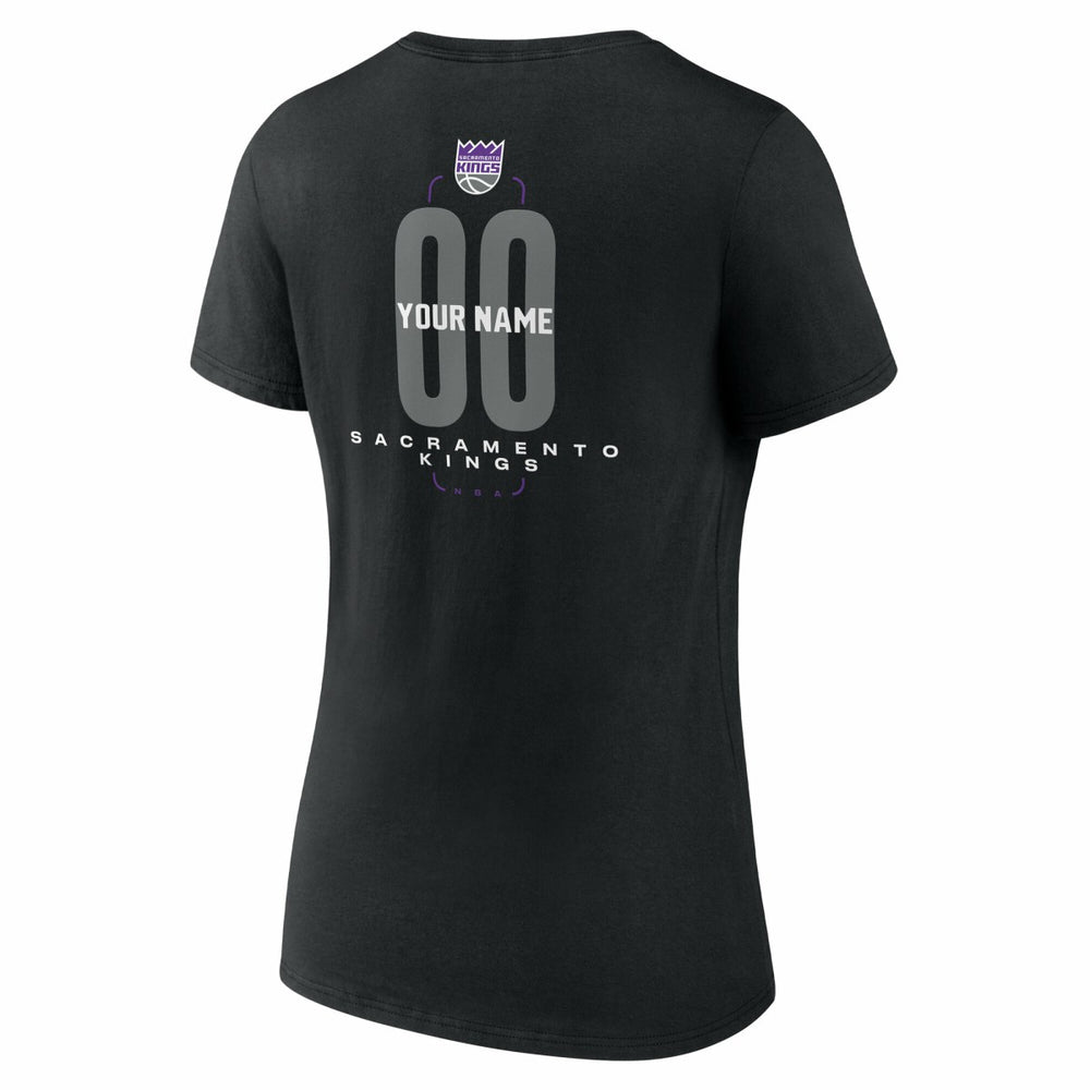 Black Sacramento Kings Women's Center Court Name & Number Custom V-Neck T-Shirt | NBA