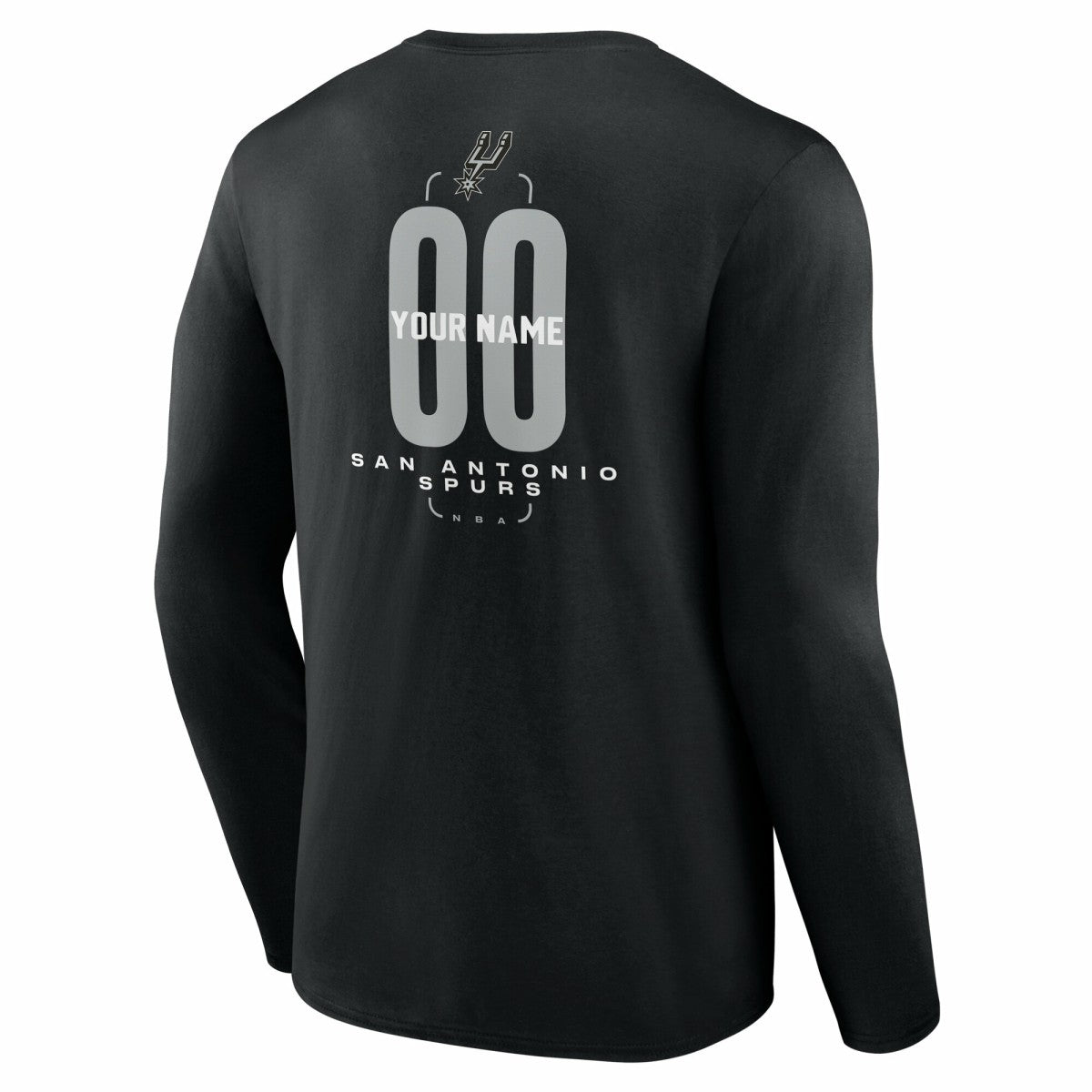 Black San Antonio Spurs Center Court Name & Number Custom Long Sleeve T-Shirt | NBA