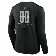 Black San Antonio Spurs Center Court Name & Number Custom Long Sleeve T-Shirt | NBA