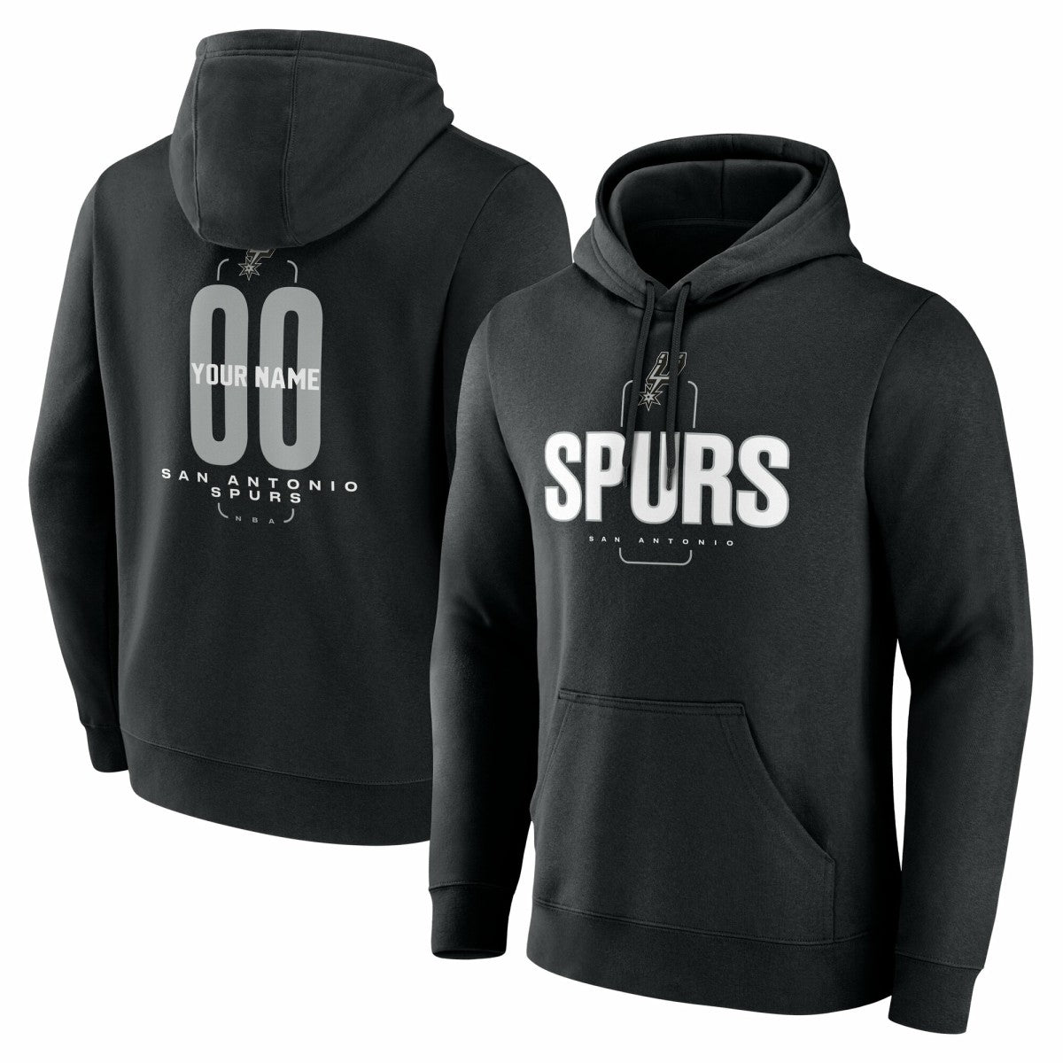 Black San Antonio Spurs Center Court Name & Number Custom Hoodie | NBA