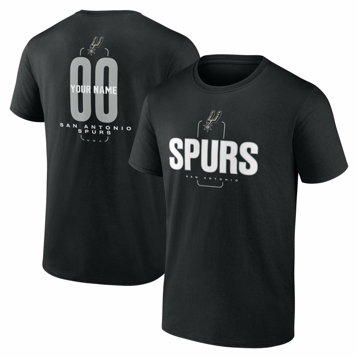 Black San Antonio Spurs Center Court Name & Number Custom T-Shirt | NBA