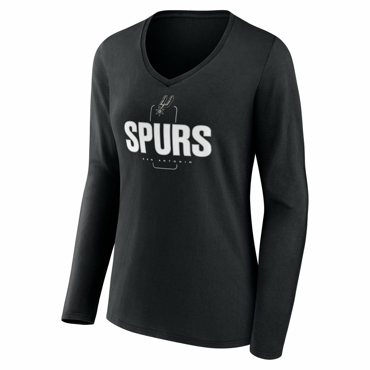 Black San Antonio Spurs Women's Center Court Name & Number Custom Long Sleeve V-Neck T-Shirt | NBA