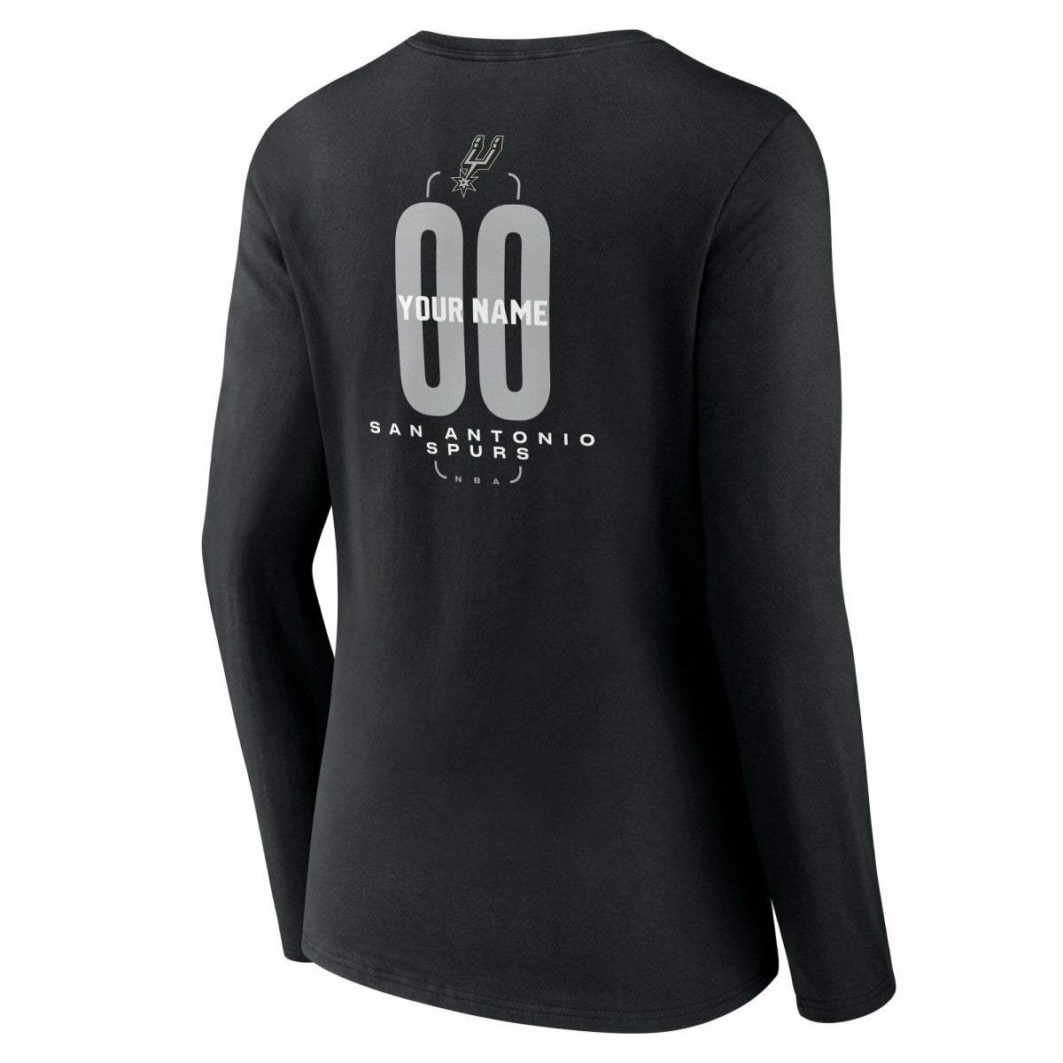 Black San Antonio Spurs Women's Center Court Name & Number Custom Long Sleeve V-Neck T-Shirt | NBA