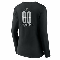 Black San Antonio Spurs Women's Center Court Name & Number Custom Long Sleeve V-Neck T-Shirt | NBA