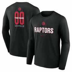 Black Toronto Raptors Center Court Name & Number Custom Long Sleeve T-Shirt | NBA