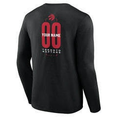 Black Toronto Raptors Center Court Name & Number Custom Long Sleeve T-Shirt | NBA