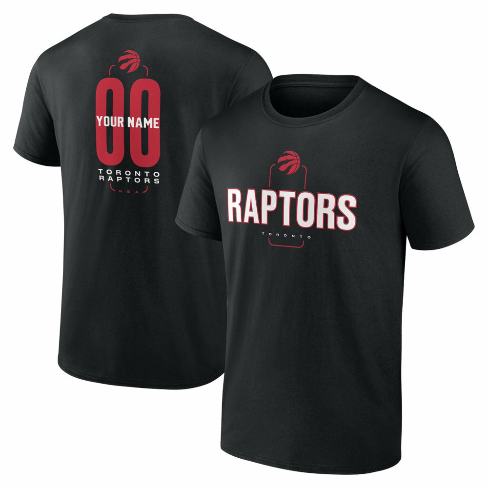 Black Toronto Raptors Center Court Name & Number Custom T-Shirt | NBA