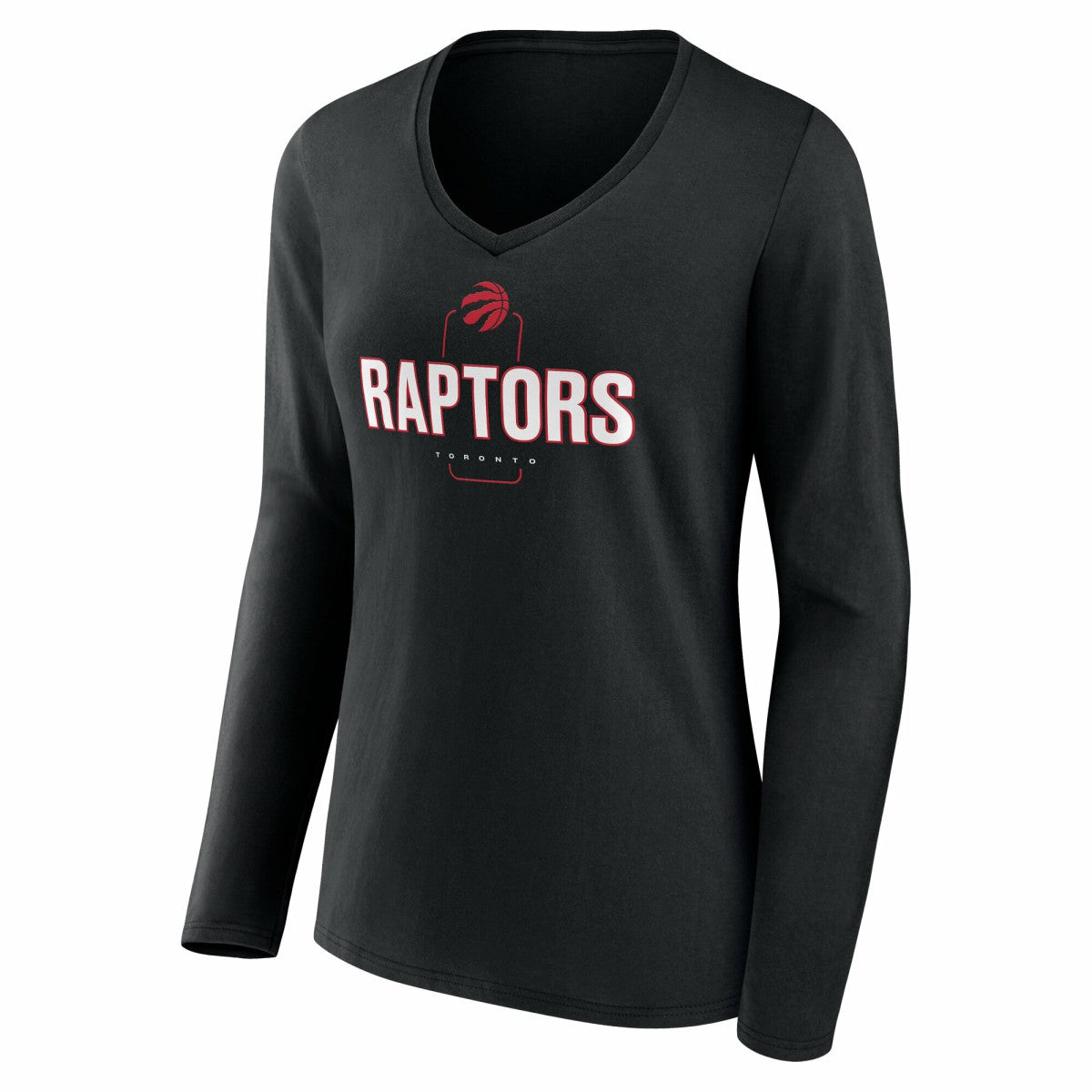 Black Toronto Raptors Women's Center Court Name & Number Custom Long Sleeve V-Neck T-Shirt | NBA