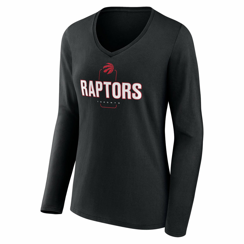 Black Toronto Raptors Women's Center Court Name & Number Custom Long Sleeve V-Neck T-Shirt | NBA