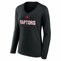 Black Toronto Raptors Women's Center Court Name & Number Custom Long Sleeve V-Neck T-Shirt | NBA