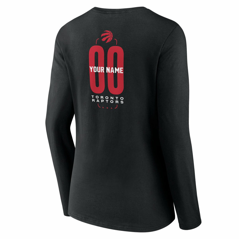 Black Toronto Raptors Women's Center Court Name & Number Custom Long Sleeve V-Neck T-Shirt | NBA