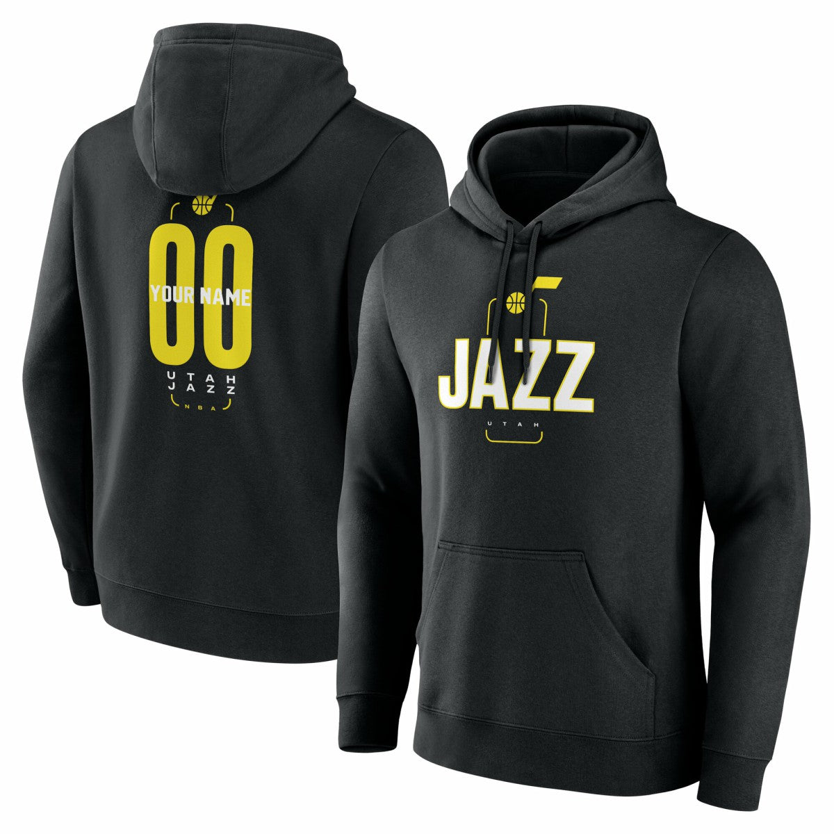 Black Utah Jazz Center Court Name & Number Custom Hoodie | NBA