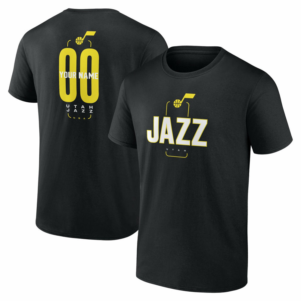 Black Utah Jazz Center Court Name & Number Custom T-Shirt | NBA
