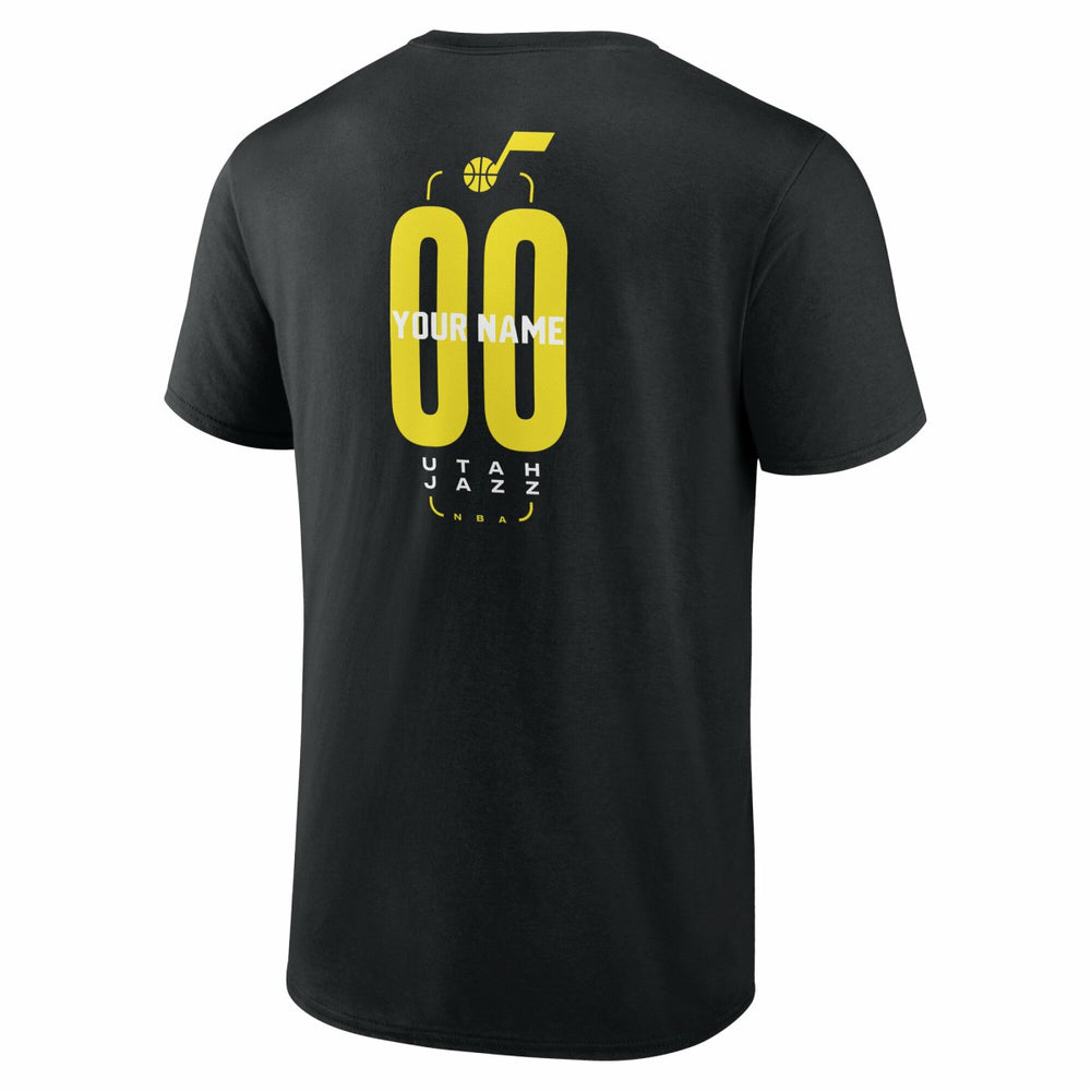 Black Utah Jazz Center Court Name & Number Custom T-Shirt | NBA