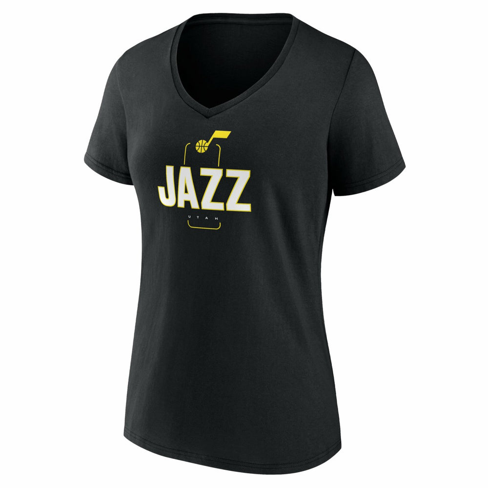 Black Utah Jazz Women's Center Court Name & Number Custom V-Neck T-Shirt | NBA