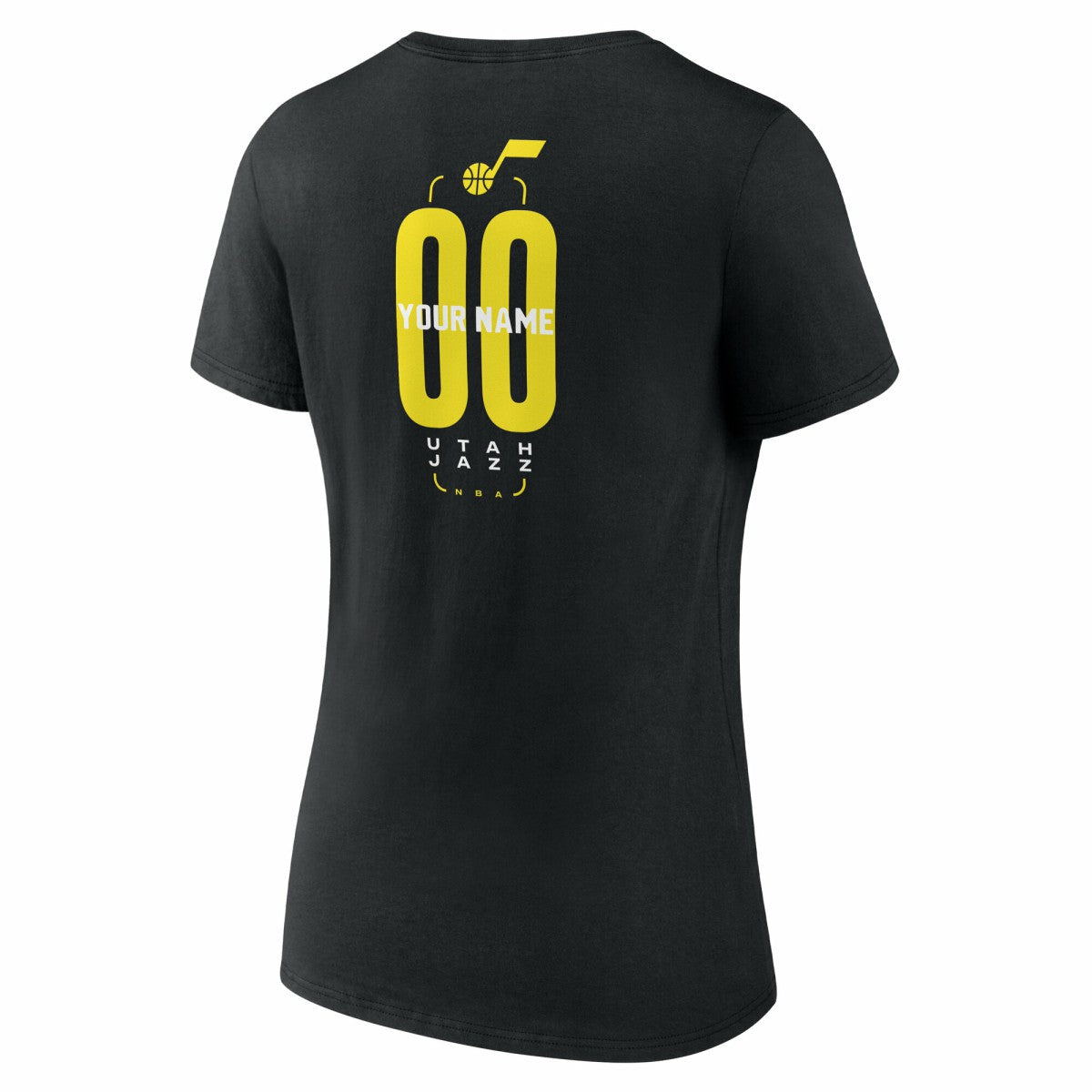 Black Utah Jazz Women's Center Court Name & Number Custom V-Neck T-Shirt | NBA