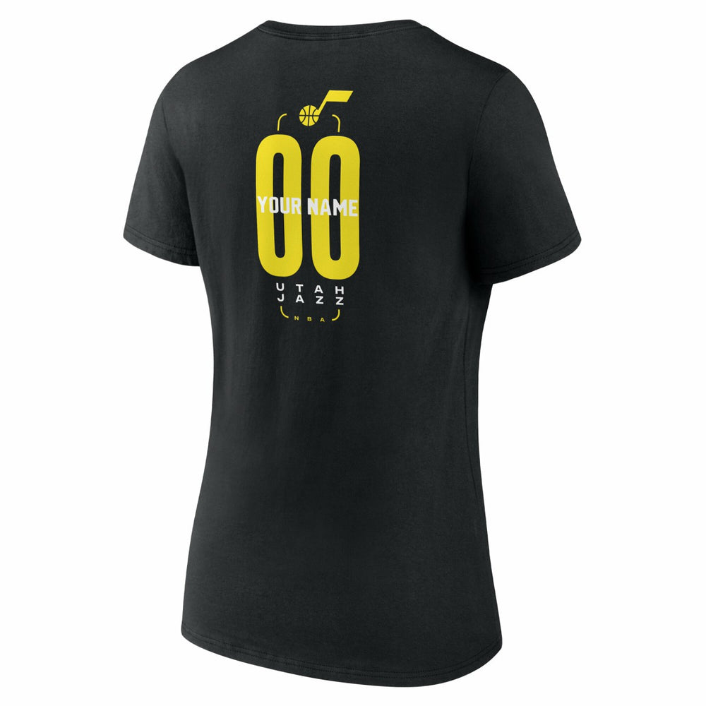 Black Utah Jazz Women's Center Court Name & Number Custom V-Neck T-Shirt | NBA