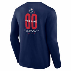 Navy Washington Wizards Center Court Name & Number Custom Long Sleeve T-Shirt | NBA