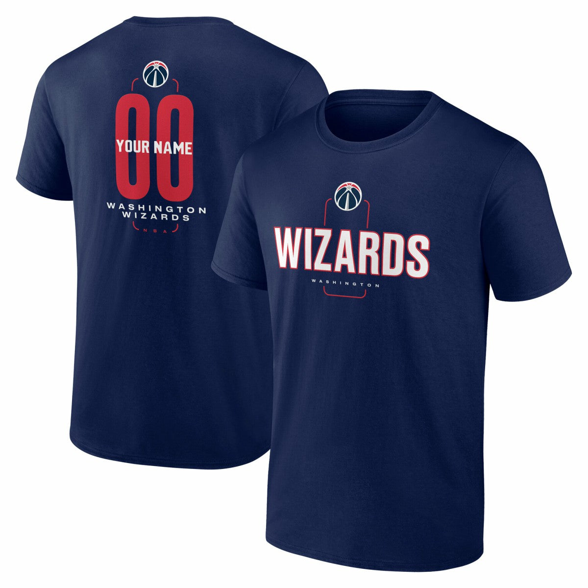 Navy Washington Wizards Center Court Name & Number Custom T-Shirt | NBA