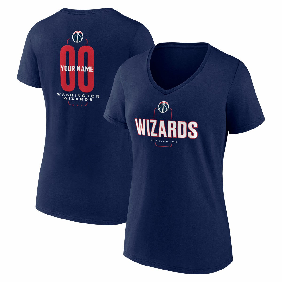Navy Washington Wizards Women's Center Court Name & Number Custom V-Neck T-Shirt | NBA