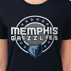 Navy Memphis Grizzlies G-III 4Her by Carl Banks Women's Super-Slim Lightweight Pinstripe Circle Graphic T-Shirt | NBA