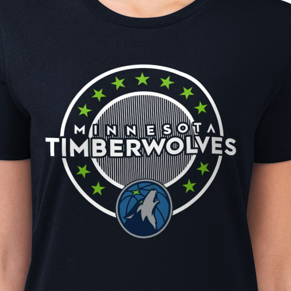 Navy Minnesota Timberwolves G-III 4Her by Carl Banks Women's Super-Slim Lightweight Pinstripe Circle Graphic T-Shirt | NBA