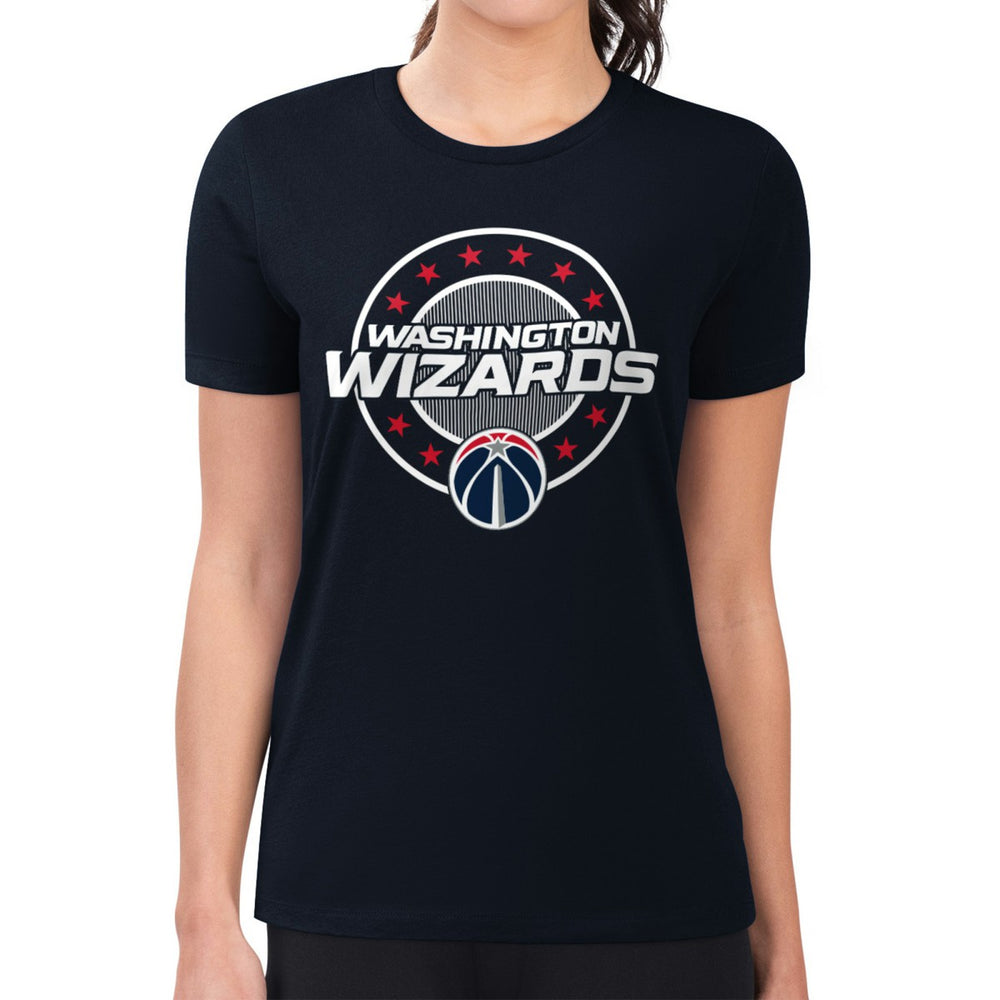 Navy Washington Wizards G-III 4Her by Carl Banks Women's Super-Slim Lightweight Pinstripe Circle Graphic T-Shirt | NBA