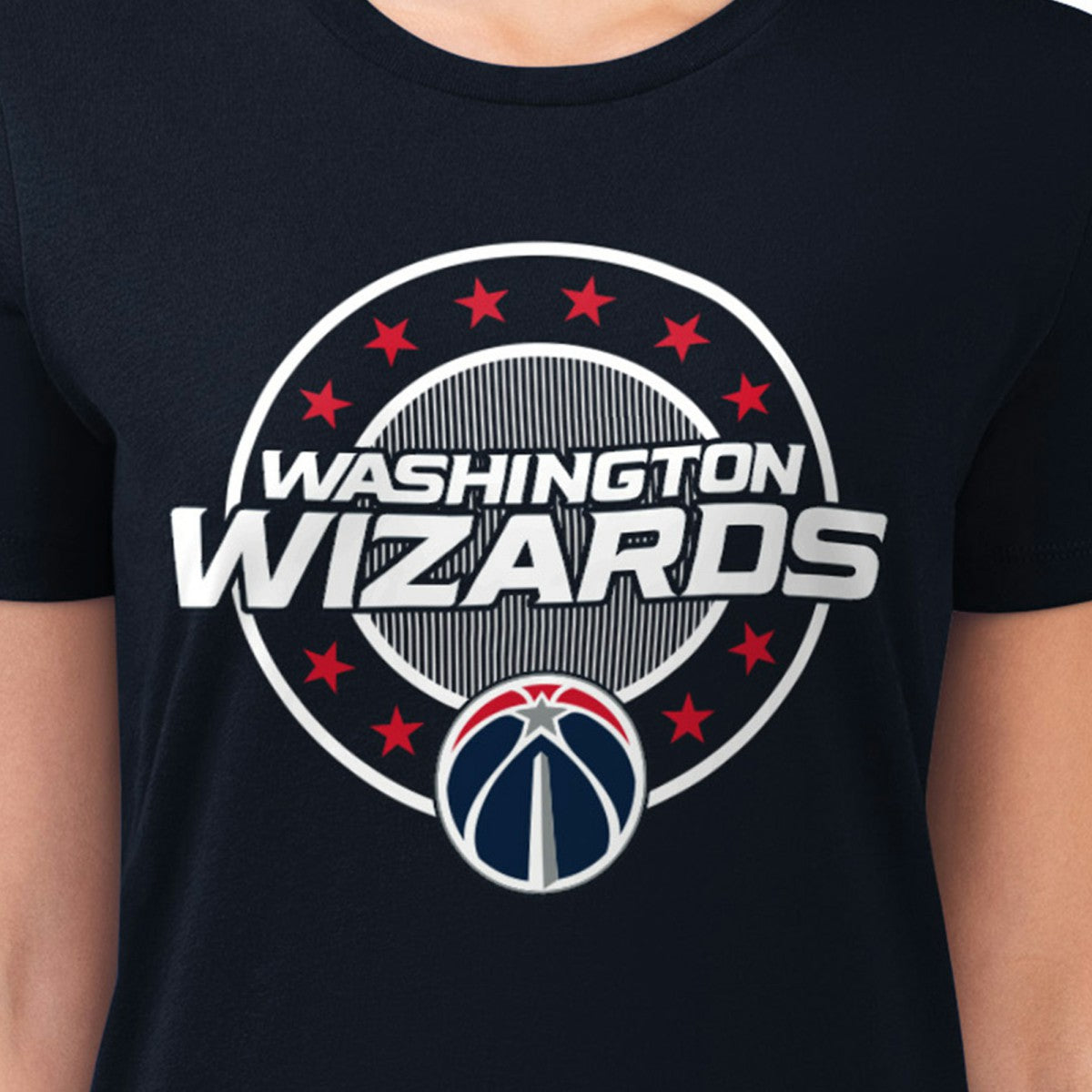 Navy Washington Wizards G-III 4Her by Carl Banks Women's Super-Slim Lightweight Pinstripe Circle Graphic T-Shirt | NBA
