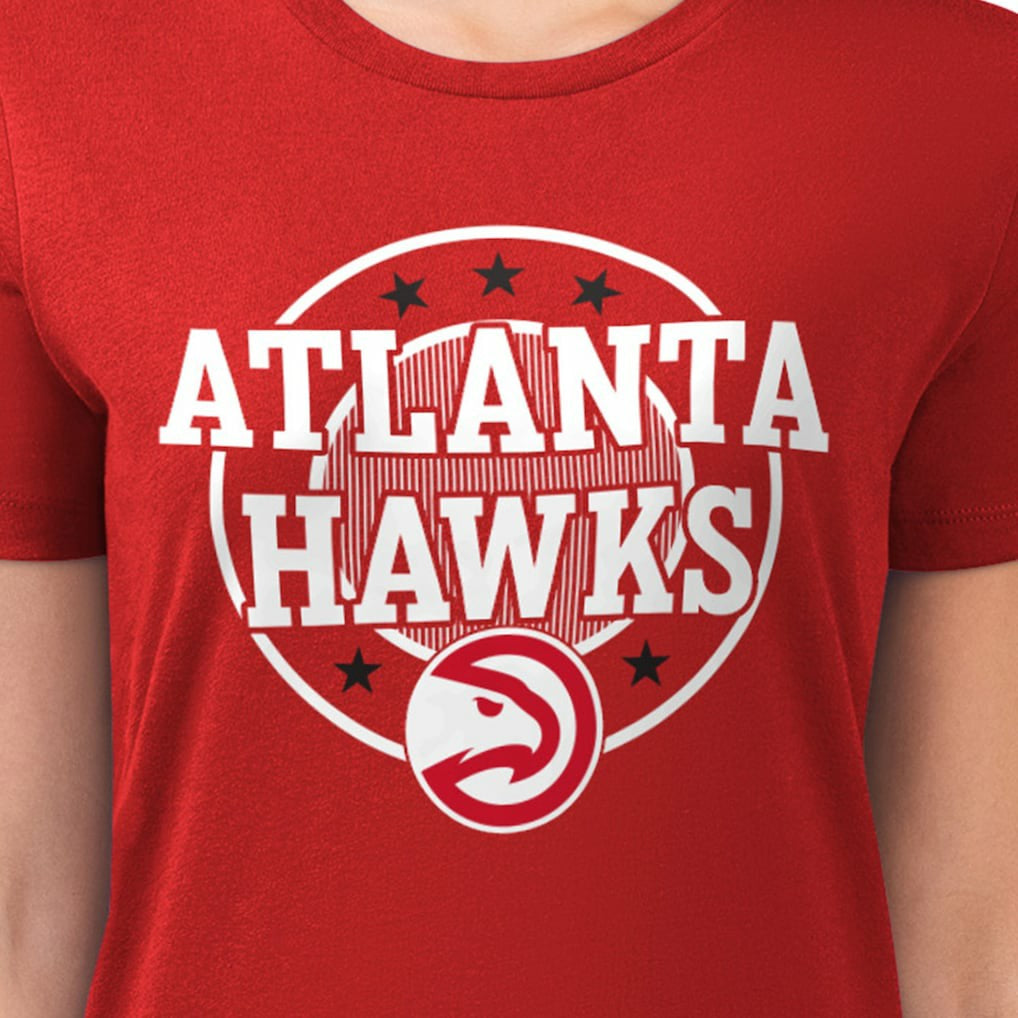 Red Atlanta Hawks G-III 4Her by Carl Banks Women's Super-Slim Lightweight Pinstripe Circle Graphic T-Shirt | NBA