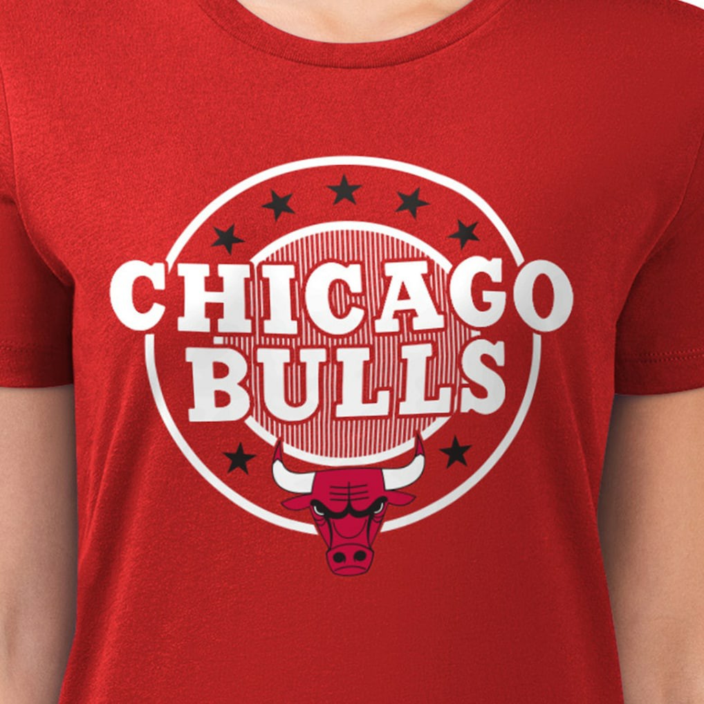 Red Chicago Bulls G-III 4Her by Carl Banks Women's Super-Slim Lightweight Pinstripe Circle Graphic T-Shirt sale | NBA