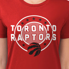 Red Toronto Raptors G-III 4Her by Carl Banks Women's Super-Slim Lightweight Pinstripe Circle Graphic T-Shirt | NBA