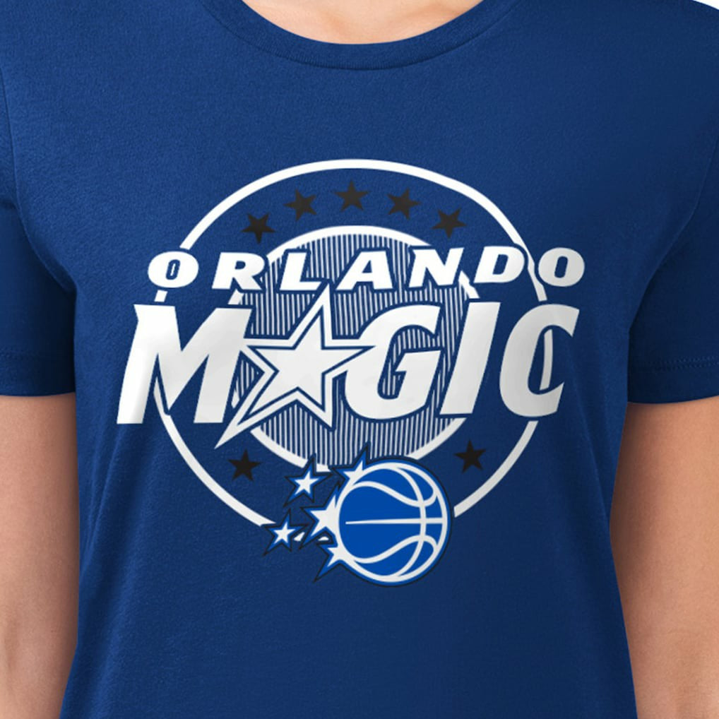 Blue Orlando Magic G-III 4Her by Carl Banks Women's Super-Slim Lightweight Pinstripe Circle Graphic T-Shirt | NBA