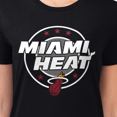 Black Miami Heat G-III 4Her by Carl Banks Women's Super-Slim Lightweight Pinstripe Circle Graphic T-Shirt | NBA