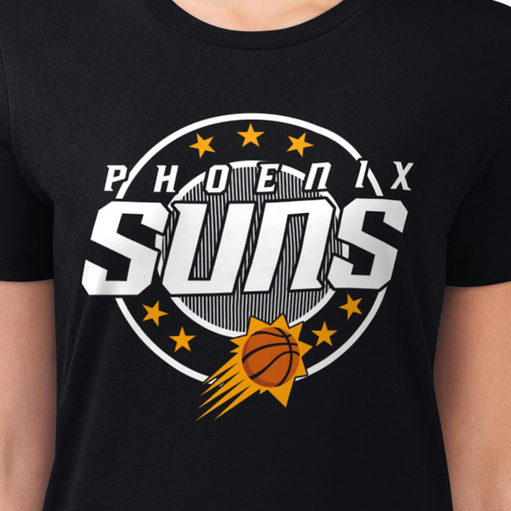 Black Phoenix Suns G-III 4Her by Carl Banks Women's Super-Slim Lightweight Pinstripe Circle Graphic T-Shirt | NBA
