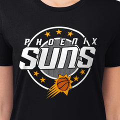 Black Phoenix Suns G-III 4Her by Carl Banks Women's Super-Slim Lightweight Pinstripe Circle Graphic T-Shirt | NBA