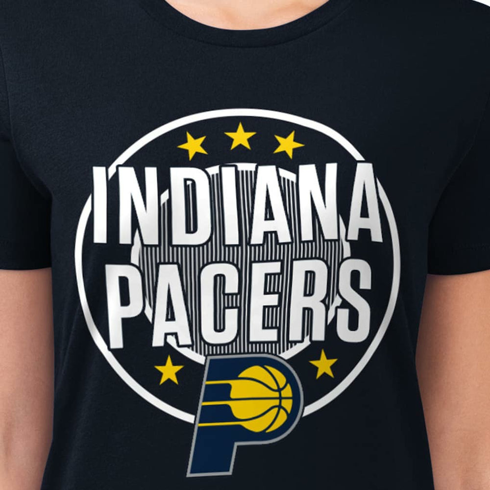 Navy Indiana Pacers G-III 4Her by Carl Banks Women's Super-Slim Lightweight Pinstripe Circle Graphic T-Shirt | NBA