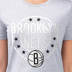 Gray Brooklyn Nets G-III 4Her by Carl Banks Women's Super-Slim Lightweight Pinstripe Circle Graphic T-Shirt | NBA