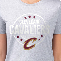 Gray Cleveland Cavaliers G-III 4Her by Carl Banks Women's Super-Slim Lightweight Pinstripe Circle Graphic T-Shirt sale | NBA