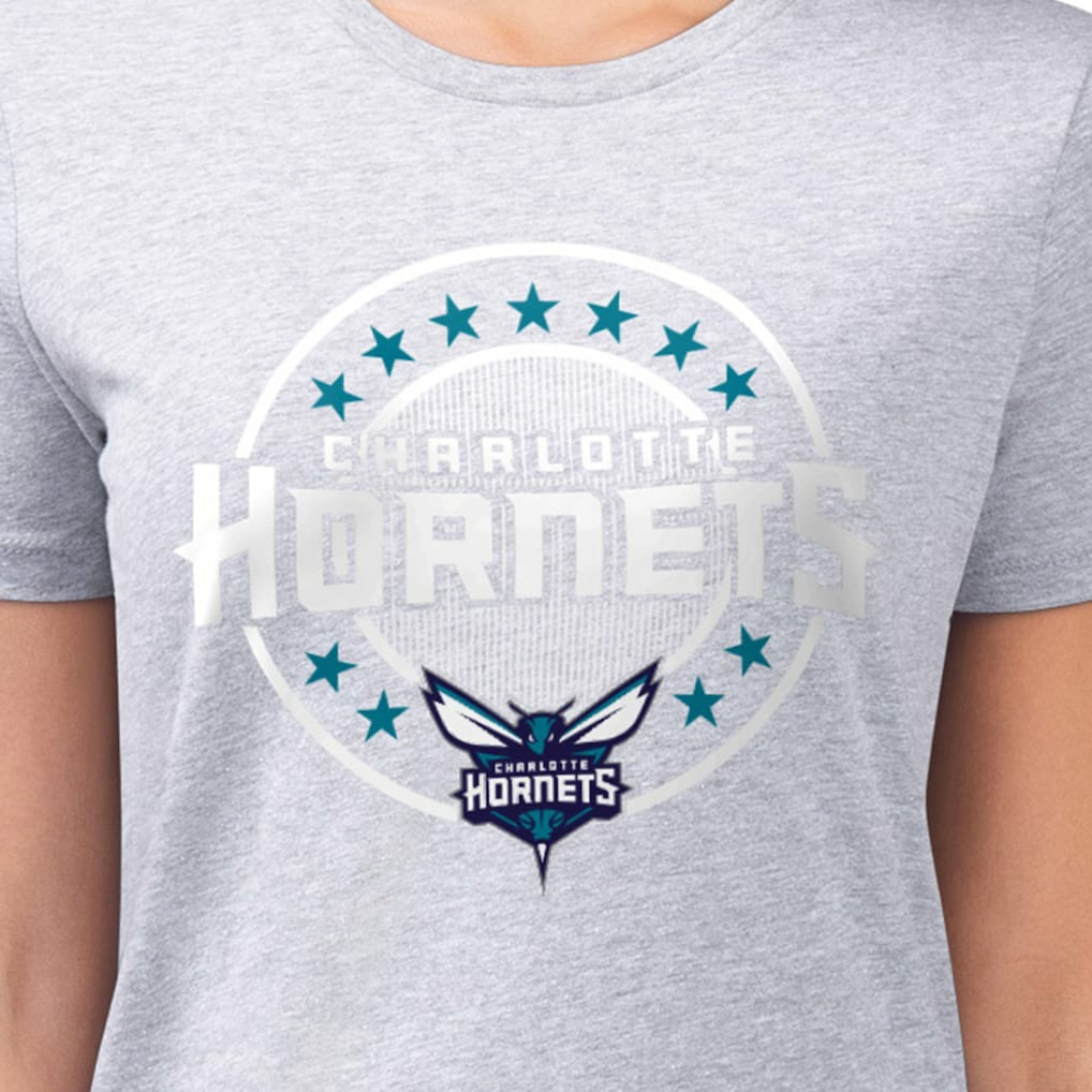Gray Charlotte Hornets G-III 4Her by Carl Banks Women's Super-Slim Lightweight Pinstripe Circle Graphic T-Shirt | NBA