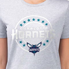 Gray Charlotte Hornets G-III 4Her by Carl Banks Women's Super-Slim Lightweight Pinstripe Circle Graphic T-Shirt | NBA