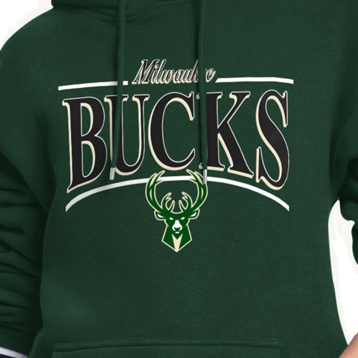 Hunter Green Milwaukee Bucks Starter Women's Arch Stripe Fleece Hoodie | NBA