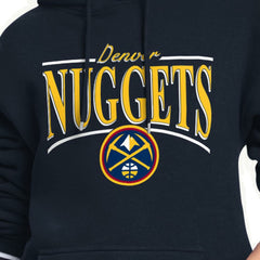 Navy Denver Nuggets Starter Women's Arch Stripe Fleece Hoodie sale | NBA