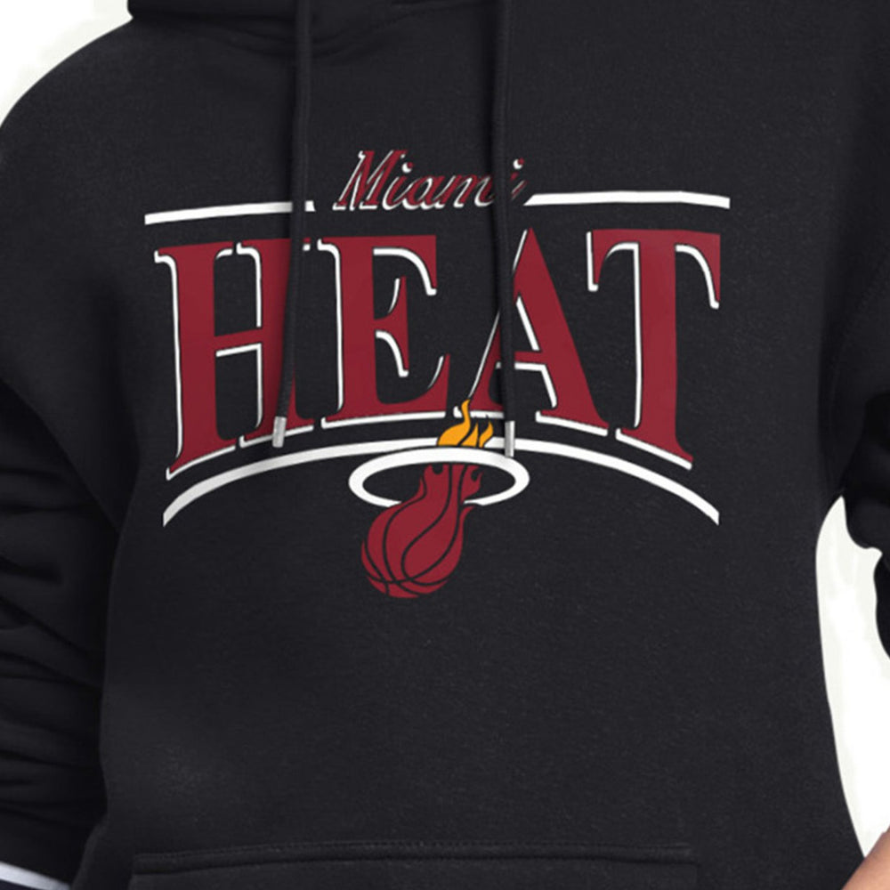 Black Miami Heat Starter Women's Arch Stripe Fleece Hoodie | NBA