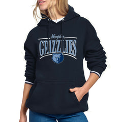 Navy Memphis Grizzlies Starter Women's Arch Stripe Fleece Hoodie | NBA