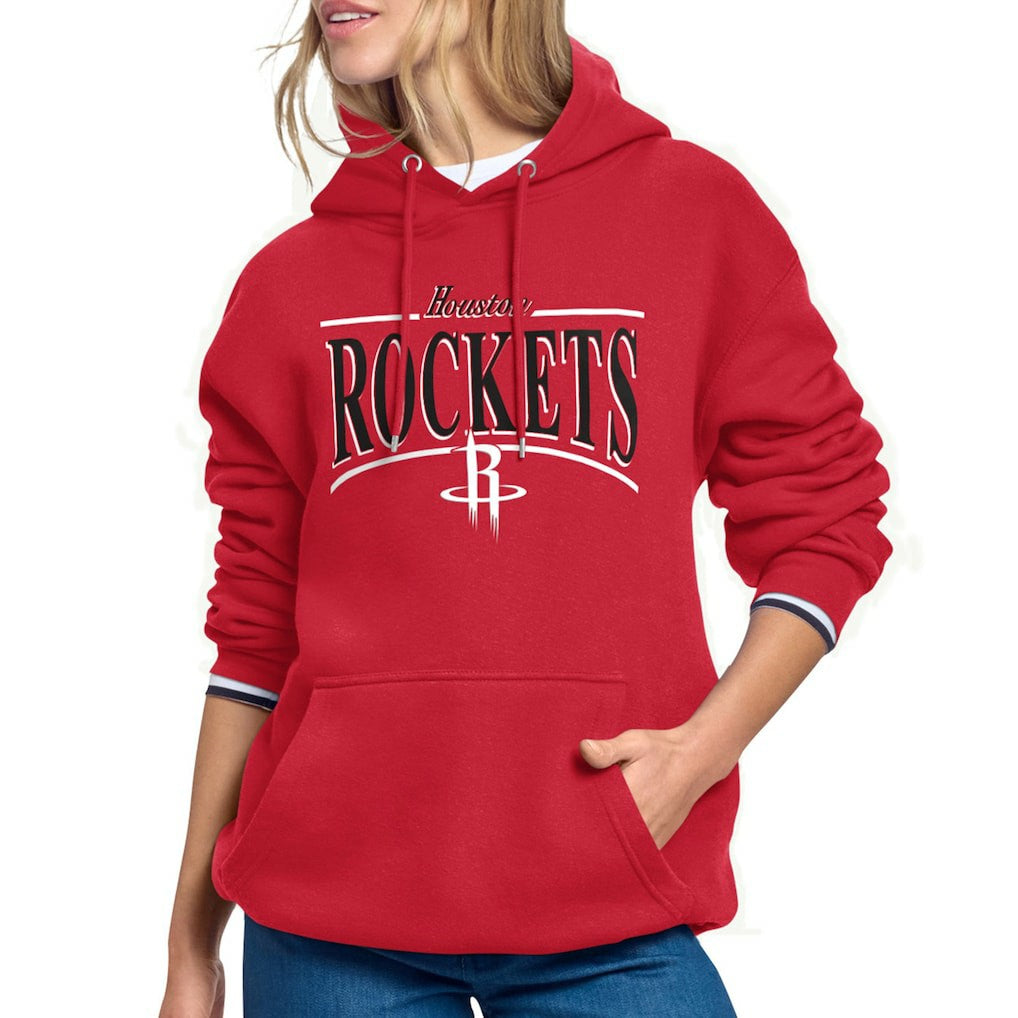 Red Houston Rockets Starter Women's Arch Stripe Fleece Hoodie sale | NBA