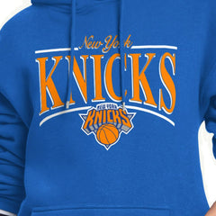 Blue New York Knicks Starter Women's Arch Stripe Fleece Hoodie | NBA
