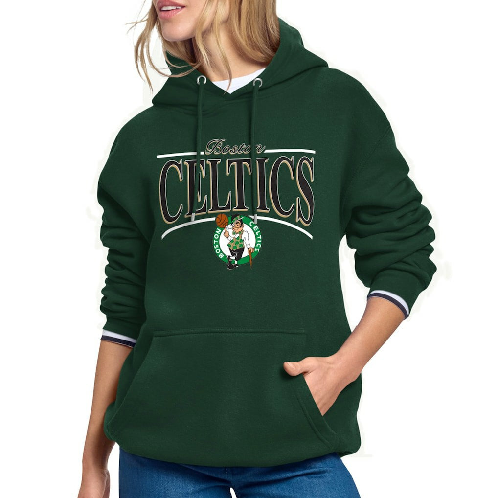 Kelly Green Boston Celtics Starter Women's Arch Stripe Fleece Hoodie | NBA