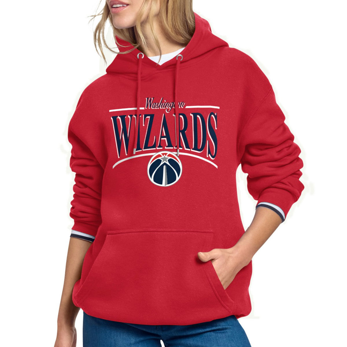 Red Washington Wizards Starter Women's Arch Stripe Fleece Hoodie | NBA
